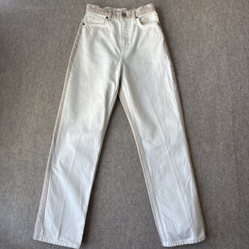 Reformation Relaxed Straight Jeans Womens 25 Sandy Tonal Reworked High Rise